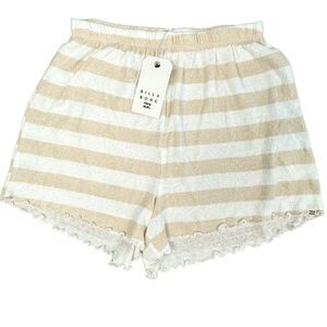 NWT BILLABONG BREEZE BY High Waist Stripe Ruffle Hem Shorts Neutral Size XS